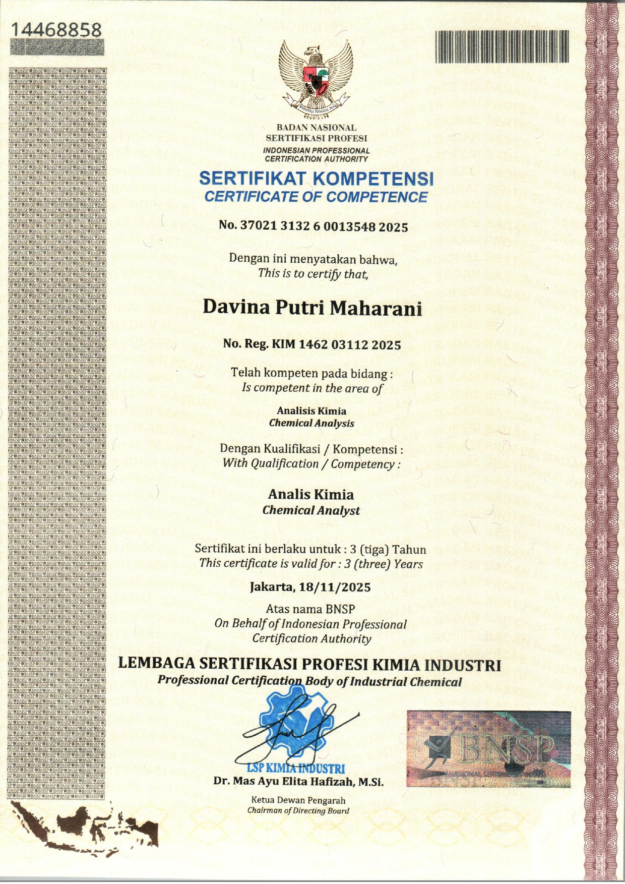 Sertifikat Analis